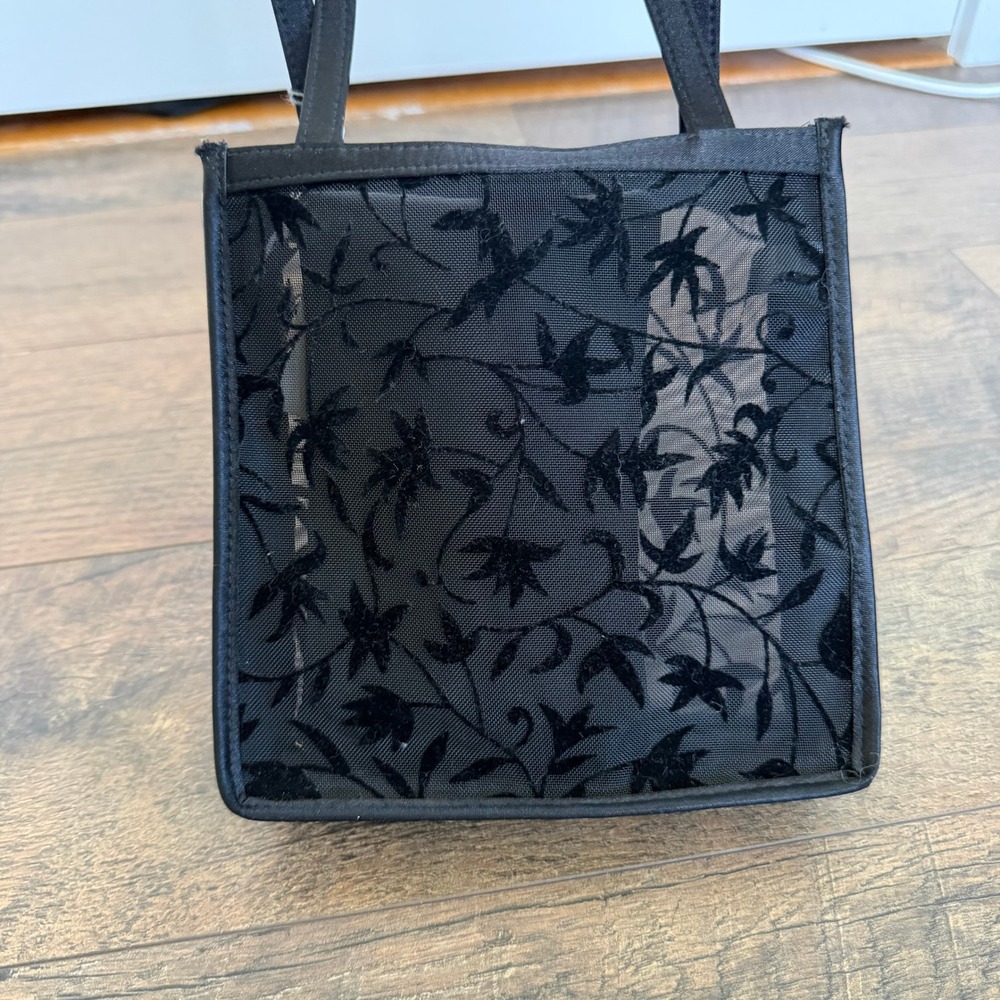 van Picone Black Velvet‎ Flocked Mesh Mini Tote w Pouch
